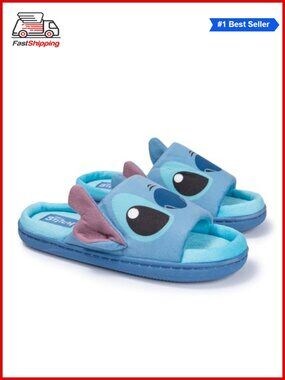 🎅 Disney Stitch Fuzzy Slide Slippers Plush Non-Slip Washable House Shoes